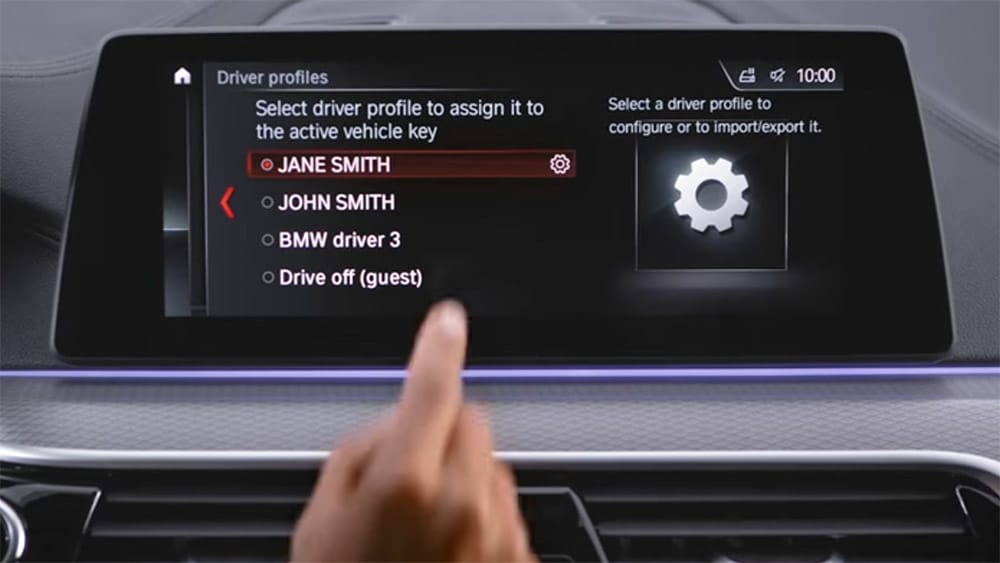 Gestão de perfis de condutor no BMW