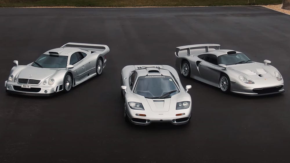 Mercedes CLK GTR, McLaren F1 e Porsche 911 GT1